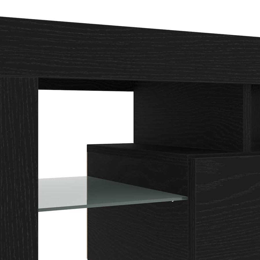 Tv-meubel met LED 140x36,5x40 cm bewerkt hout zwart eiken