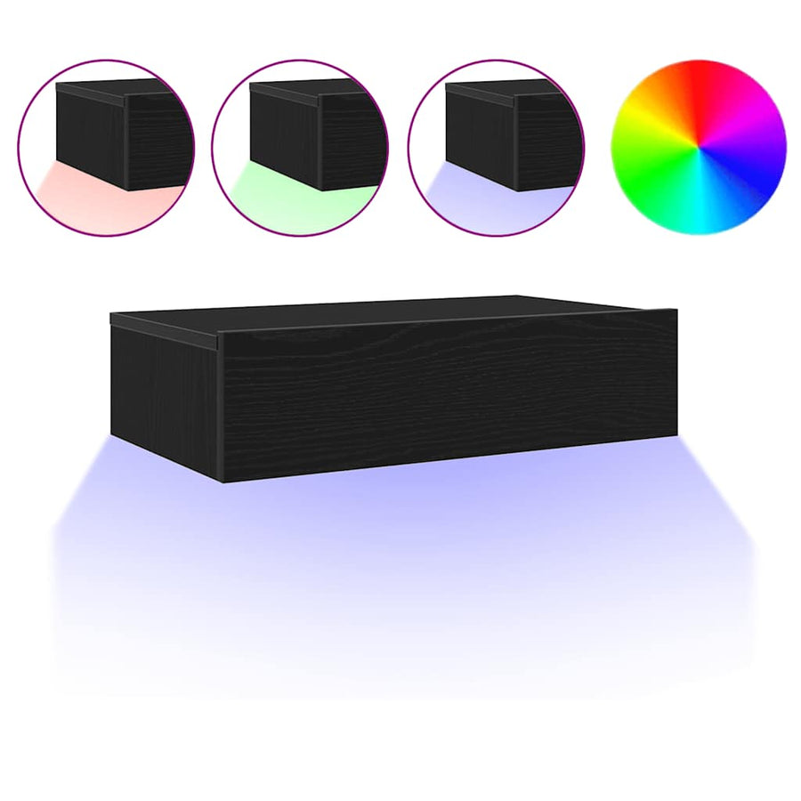 Tv-meubel met LED-verlichting 60x35x15,5 cm zwart eikenkleurig
