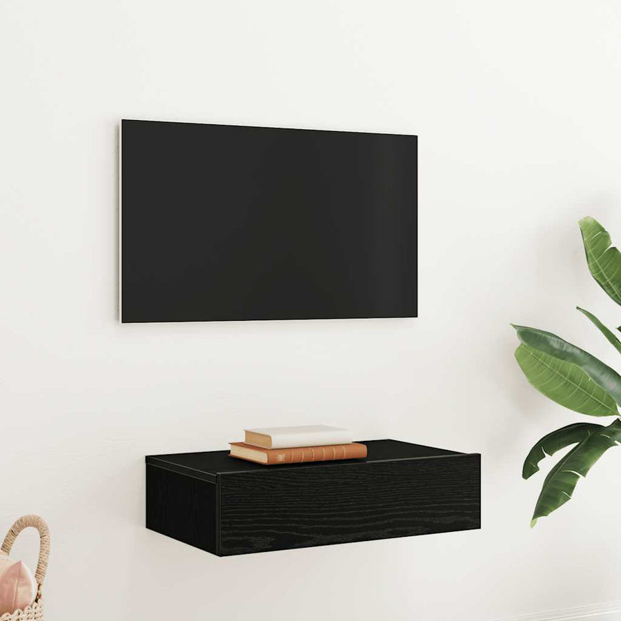 Tv-meubel met LED-verlichting 60x35x15,5 cm zwart eikenkleurig