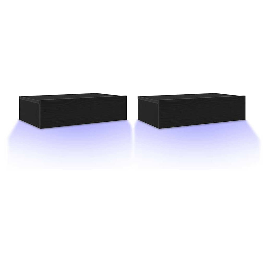 Tv-meubels met LED-verlichting 2 st 60x35x15,5 cm zwart eikenkleurig
