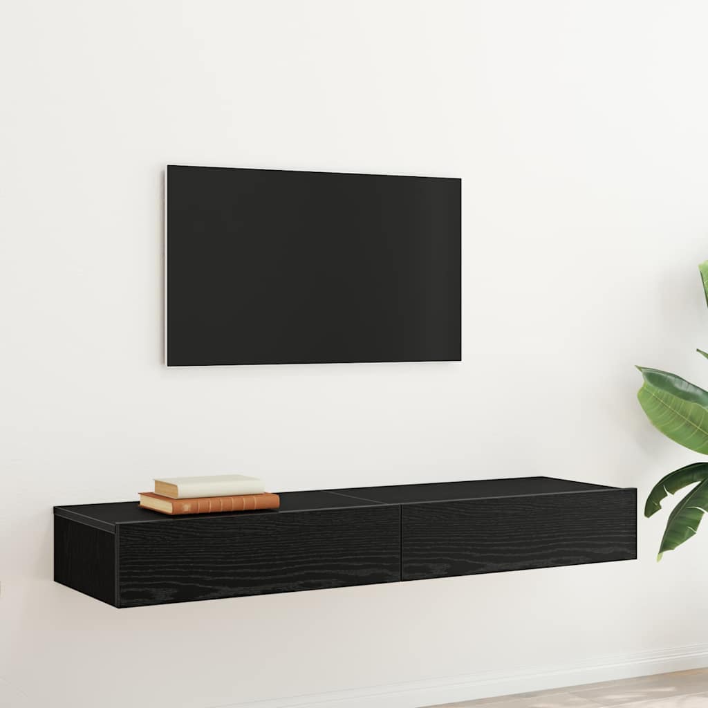Tv-meubels met LED-verlichting 2 st 60x35x15,5 cm zwart eikenkleurig