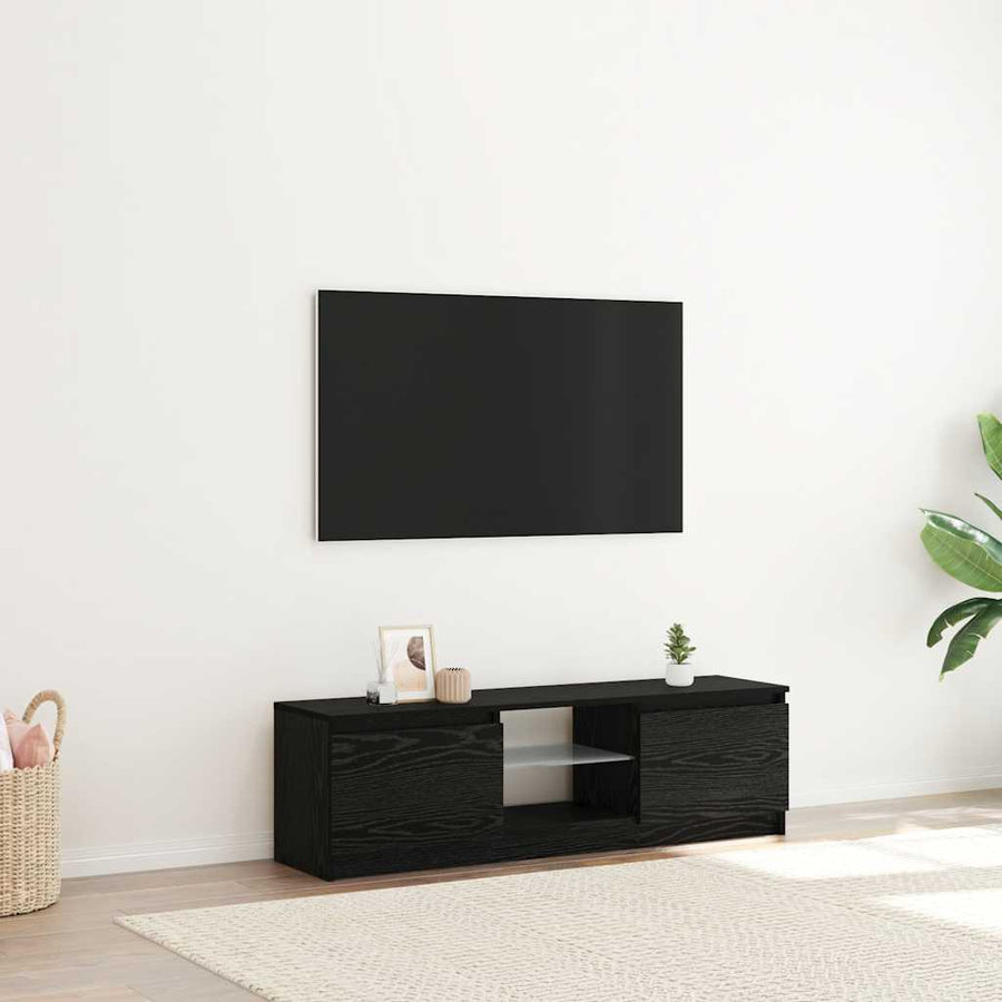 Tv-meubel met LED 120x30x36 cm bewerkt hout zwart eiken