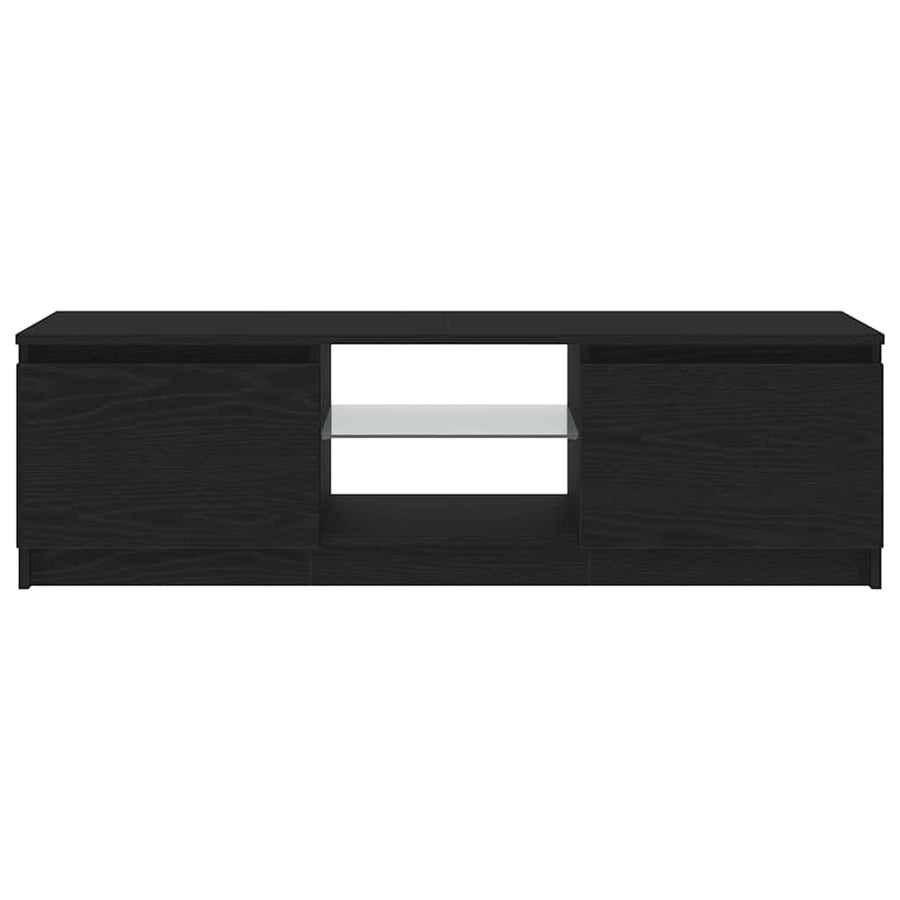 Tv-meubel met LED 120x30x36 cm bewerkt hout zwart eiken