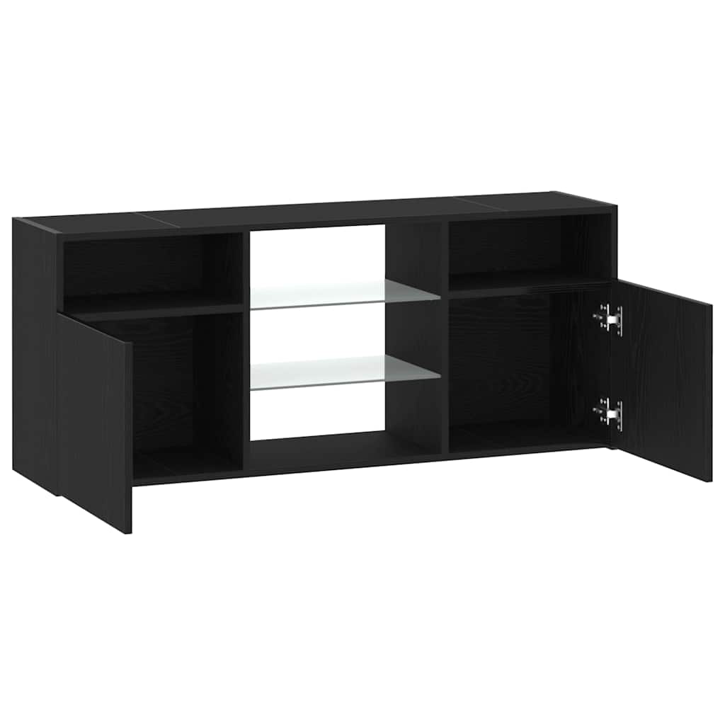 Tv-meubel met LED 120x30x50 cm bewerkt hout zwart eiken
