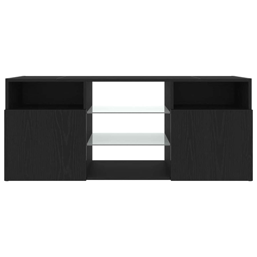 Tv-meubel met LED 120x30x50 cm bewerkt hout zwart eiken