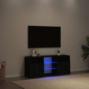 TV cabinet with LED 120x30x50 cm engineered wood black oak