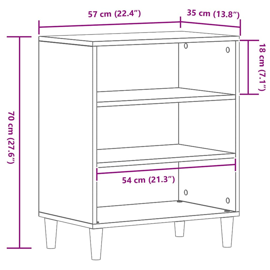 Dressoir Zwart Eiken 57 x 35 x 70 cm Bewerkt hout