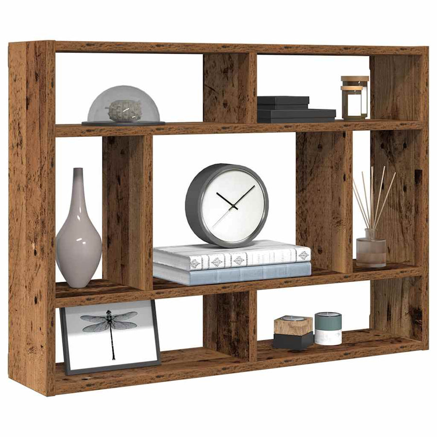 Wandschap 75x16x55 cm bewerkt hout oud houtkleurig