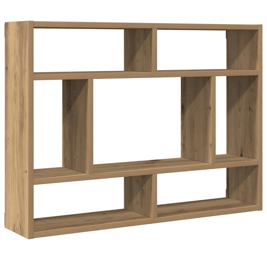 Wandschap 75x16x55 cm bewerkt hout artisanaal eikenkleur