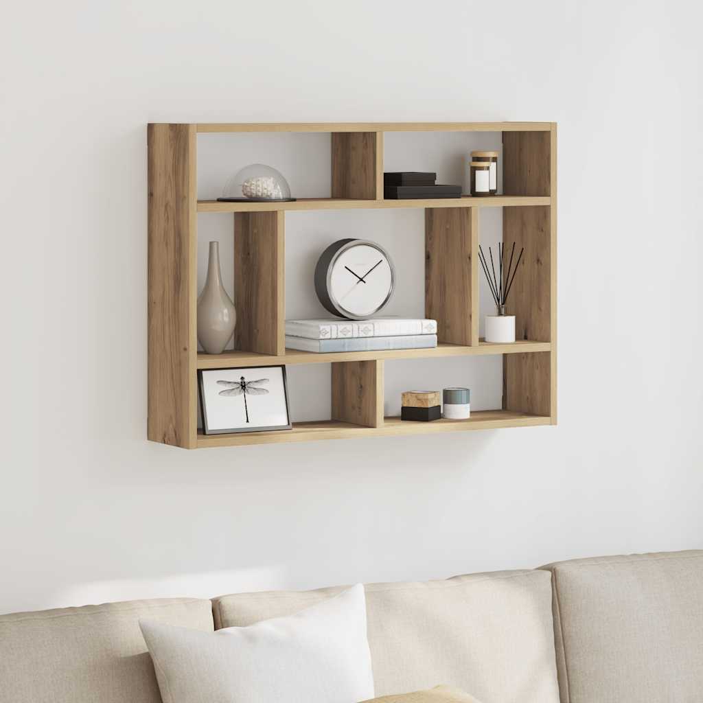 Wandschap 75x16x55 cm bewerkt hout artisanaal eikenkleur