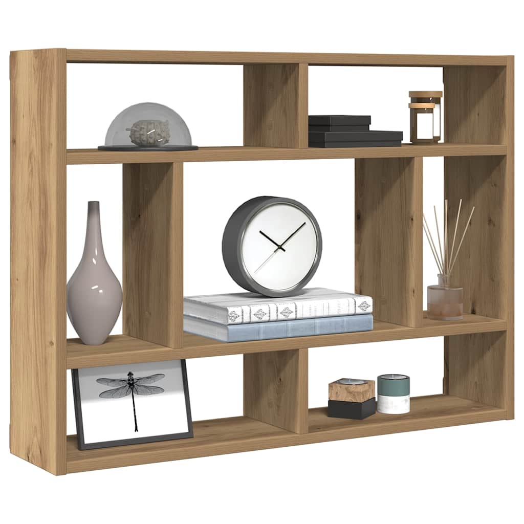 Wandschap 75x16x55 cm bewerkt hout artisanaal eikenkleur