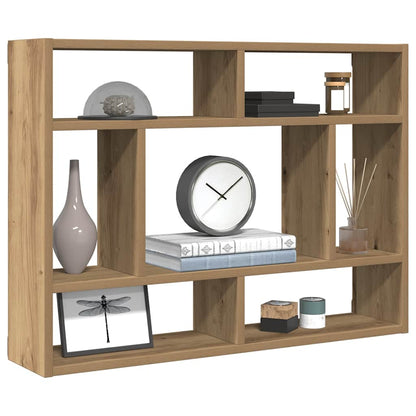 Wandschap 75x16x55 cm bewerkt hout artisanaal eikenkleur
