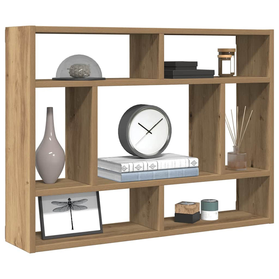 Wandschap 75x16x55 cm bewerkt hout artisanaal eikenkleur