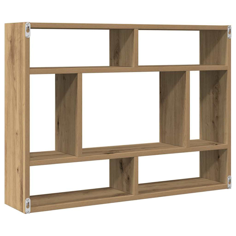 Wandschap 75x16x55 cm bewerkt hout artisanaal eikenkleur