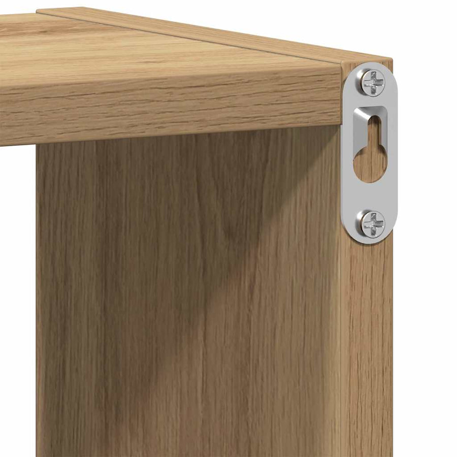Wandschap 75x16x55 cm bewerkt hout artisanaal eikenkleur
