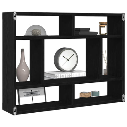 Wandschap 75x16x55 cm bewerkt hout zwart eikenkleur