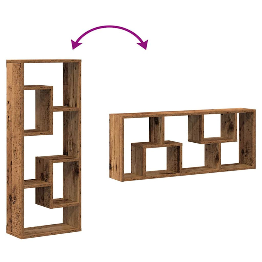 Wandplank 36x16x90 cm bewerkt hout oud houtkleurig