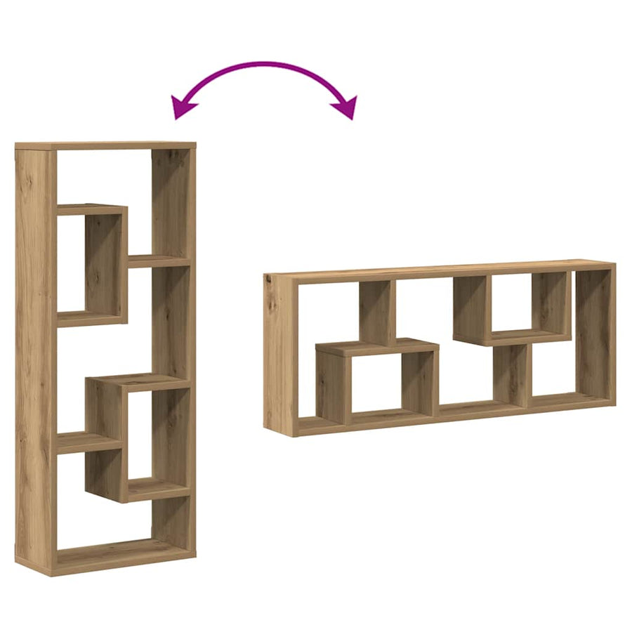Wandplank 36x16x90 cm bewerkt hout artisanaal eikenkleurig