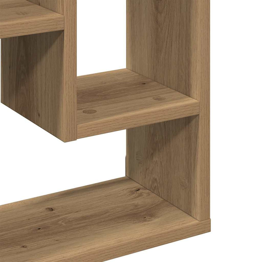 Wandplank 36x16x90 cm bewerkt hout artisanaal eikenkleurig