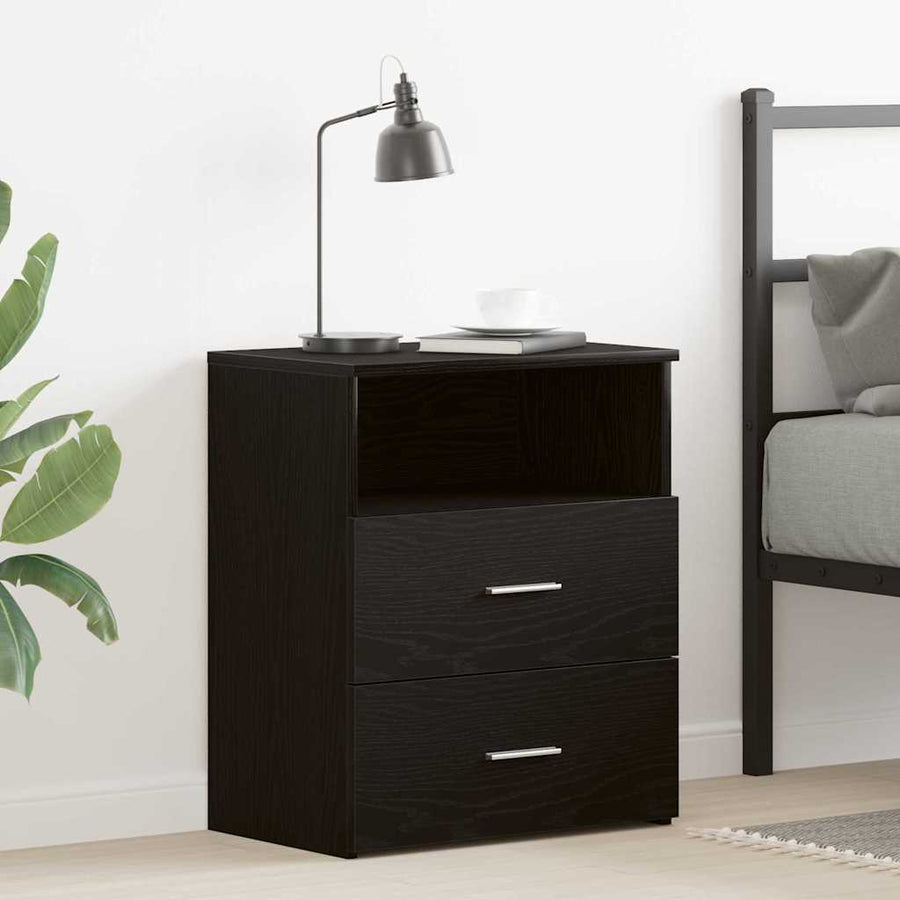 Nachtkastje met lade Zwart Eiken 50 x 32 x 60cm Bewerkt hout