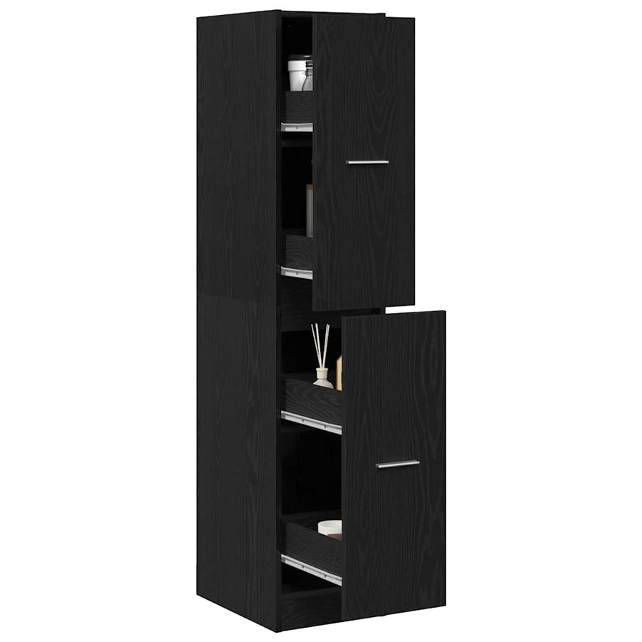 Apothekerskast 30x41x144,5 cm bewerkt hout zwart eikenkleurig