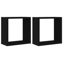 Wandschappen kubus 2 st 30x15x30 cm bewerkt hout zwart eiken