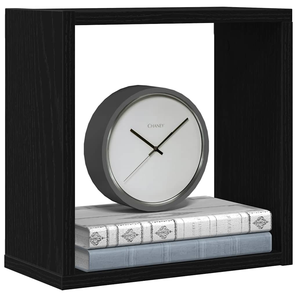 Wandschappen kubus 2 st 30x15x30 cm bewerkt hout zwart eiken