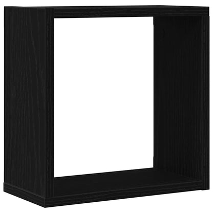 Wandschappen kubus 2 st 30x15x30 cm bewerkt hout zwart eiken
