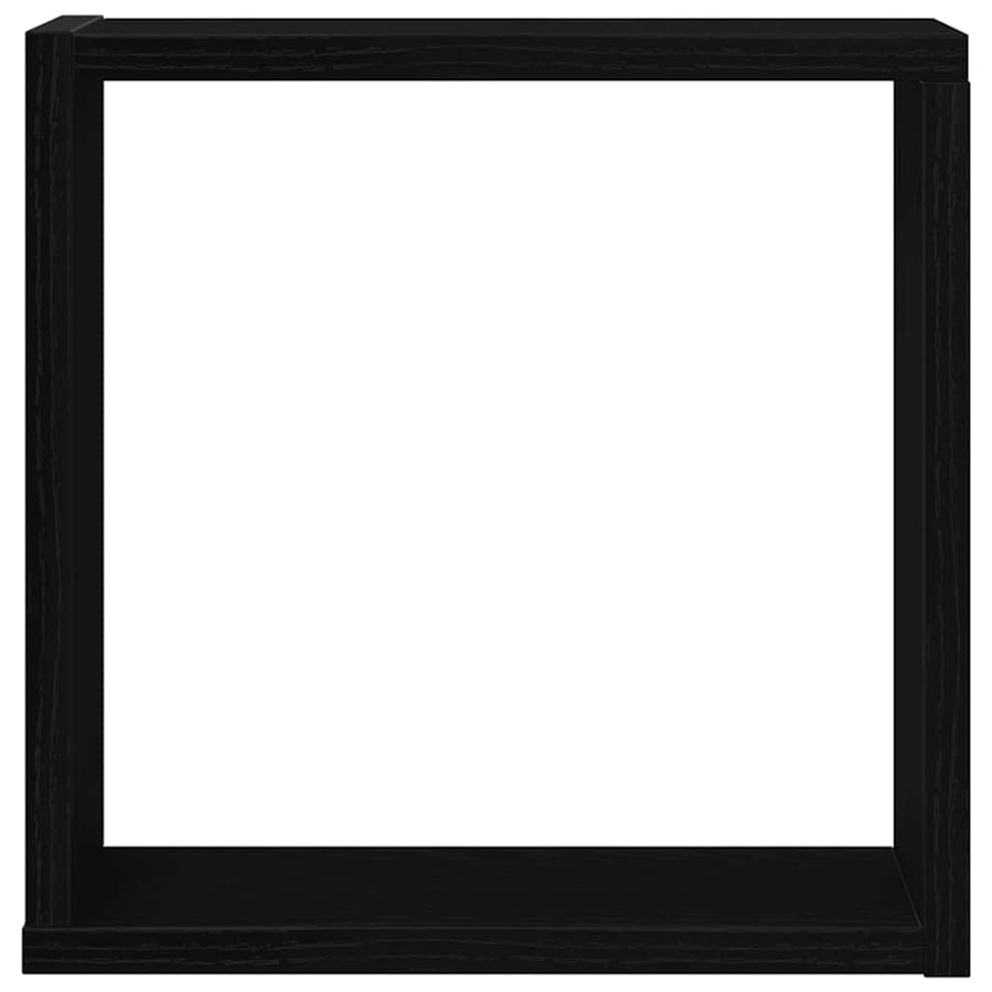 Wandschappen kubus 2 st 30x15x30 cm bewerkt hout zwart eiken