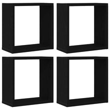 Wandschappen kubus 4 st 30x15x30 cm bewerkt hout zwart eiken