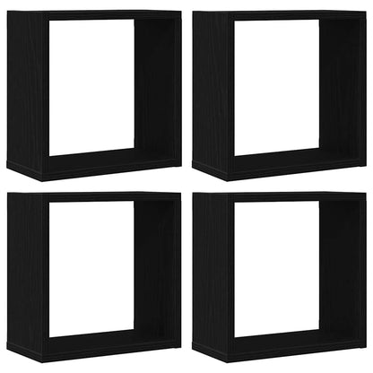 Wandschappen kubus 4 st 30x15x30 cm bewerkt hout zwart eiken