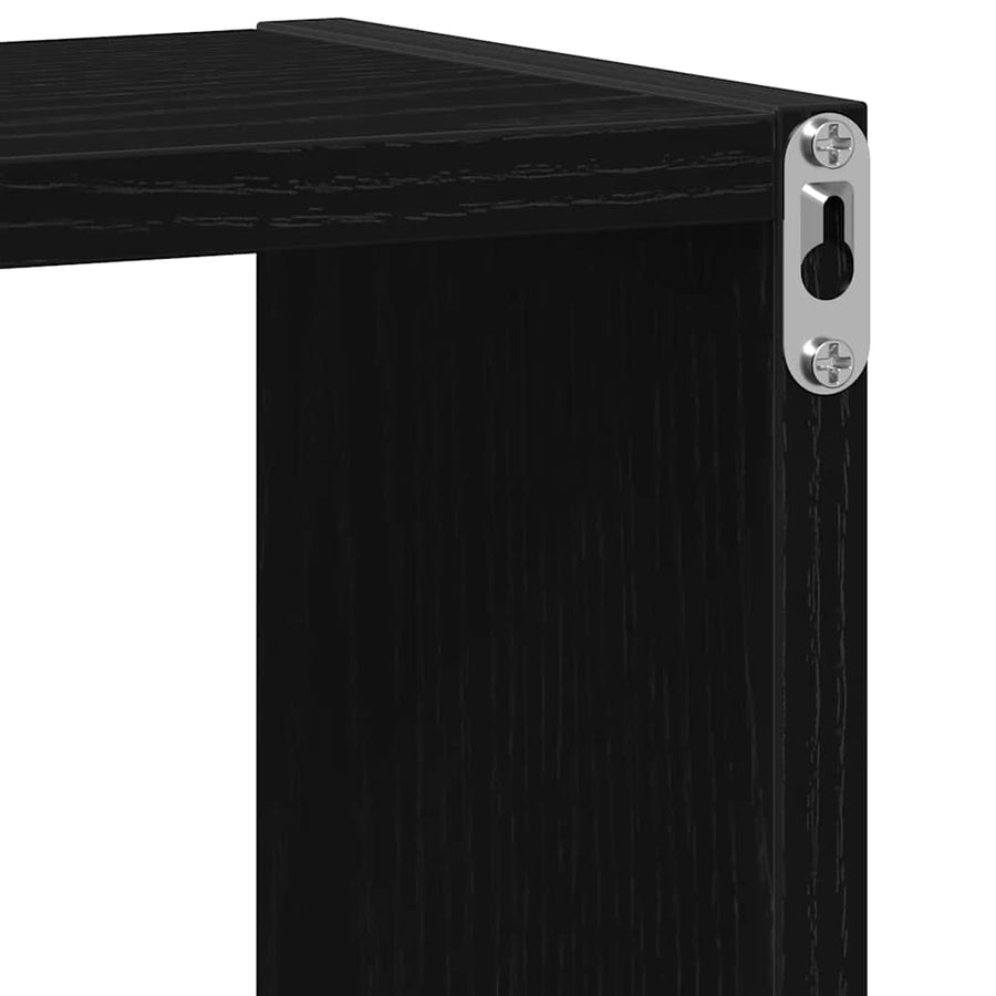 Wandschappen kubus 4 st 30x15x30 cm bewerkt hout zwart eiken