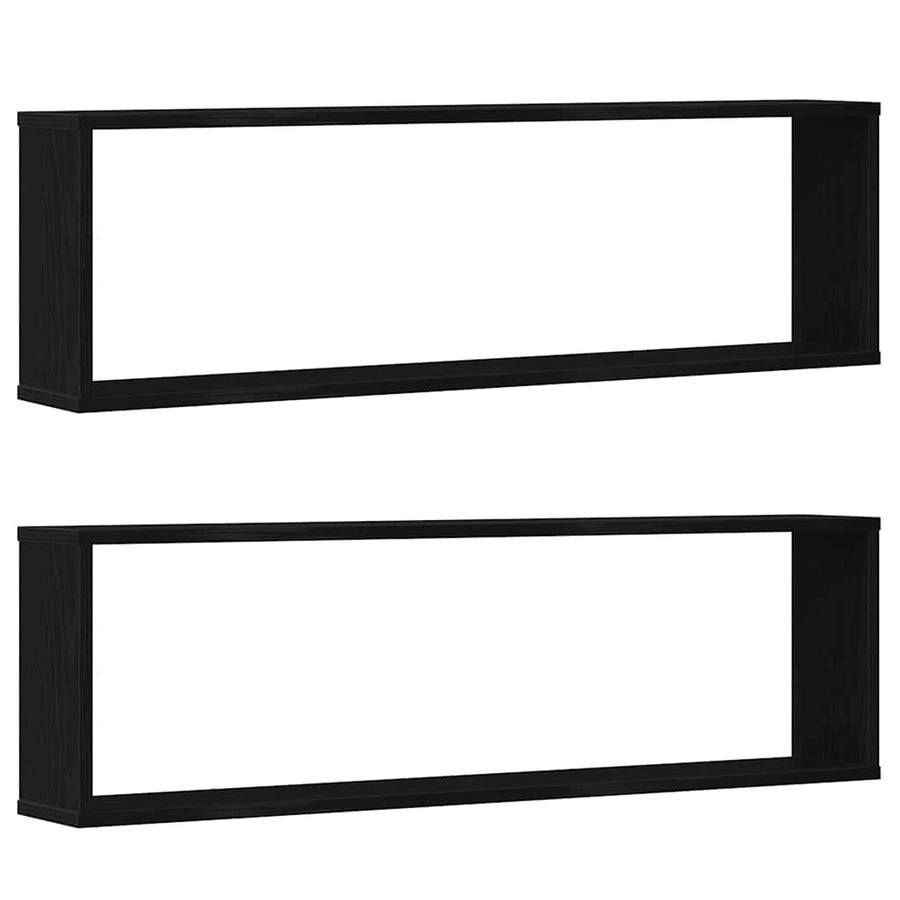 Wandrekken Kubusvormig 2 st 100x15x30 cm spaanplaat zwart
