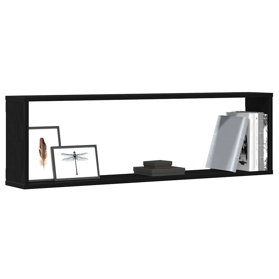Wandrekken Kubusvormig 2 st 100x15x30 cm spaanplaat zwart