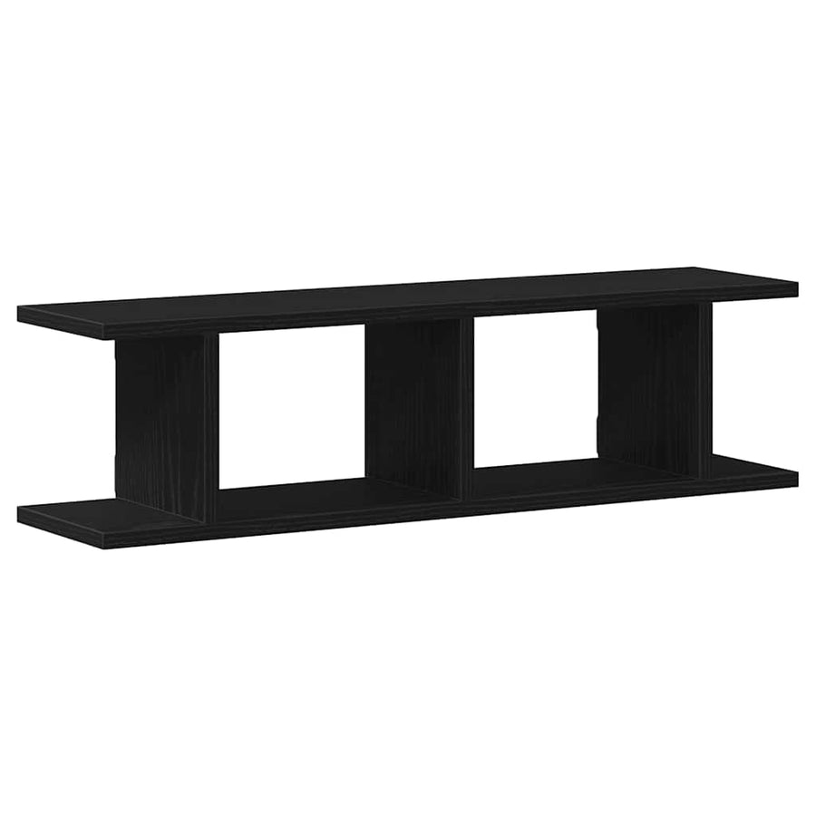 Wandplanken 2 st 75x18x20 cm spaanplaat zwart eikenkleurig