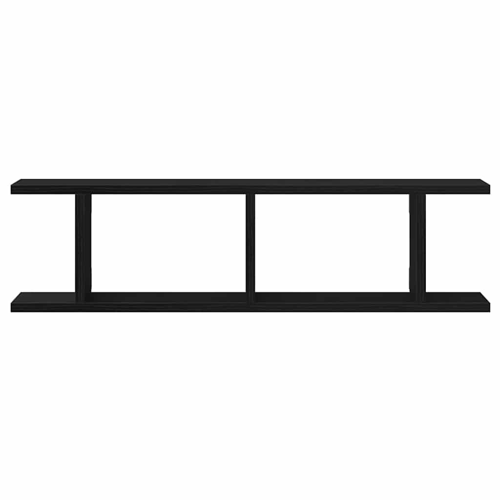 Wandplanken 2 st 75x18x20 cm spaanplaat zwart eikenkleurig