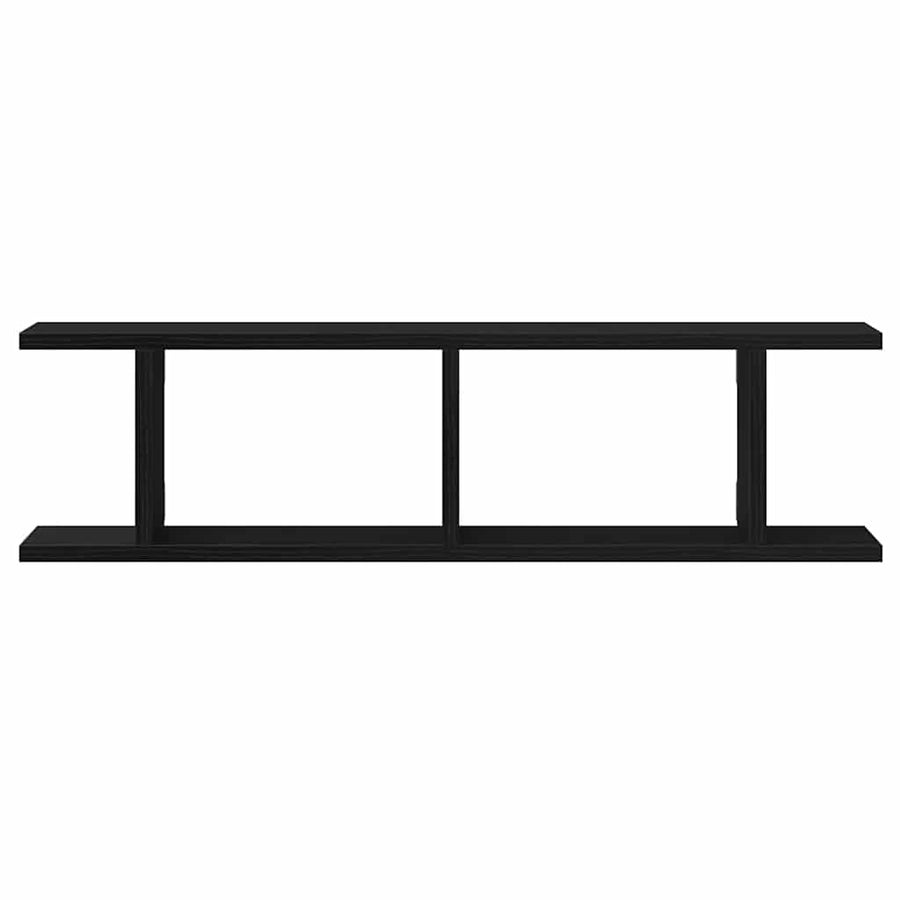 Wandplanken 2 st 75x18x20 cm spaanplaat zwart eikenkleurig