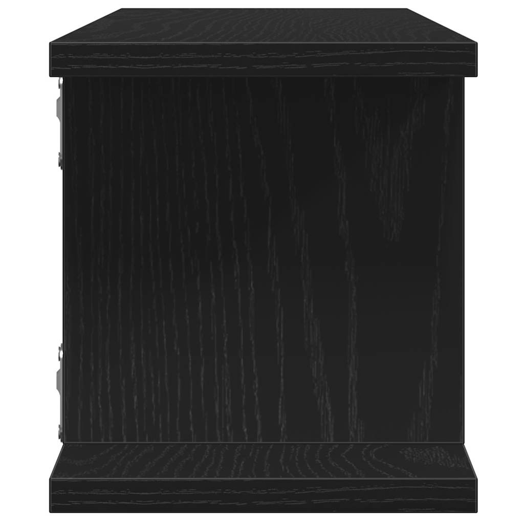 Wandplanken 2 st 75x18x20 cm spaanplaat zwart eikenkleurig