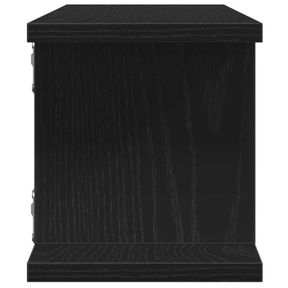 Wandplanken 2 st 75x18x20 cm spaanplaat zwart eikenkleurig