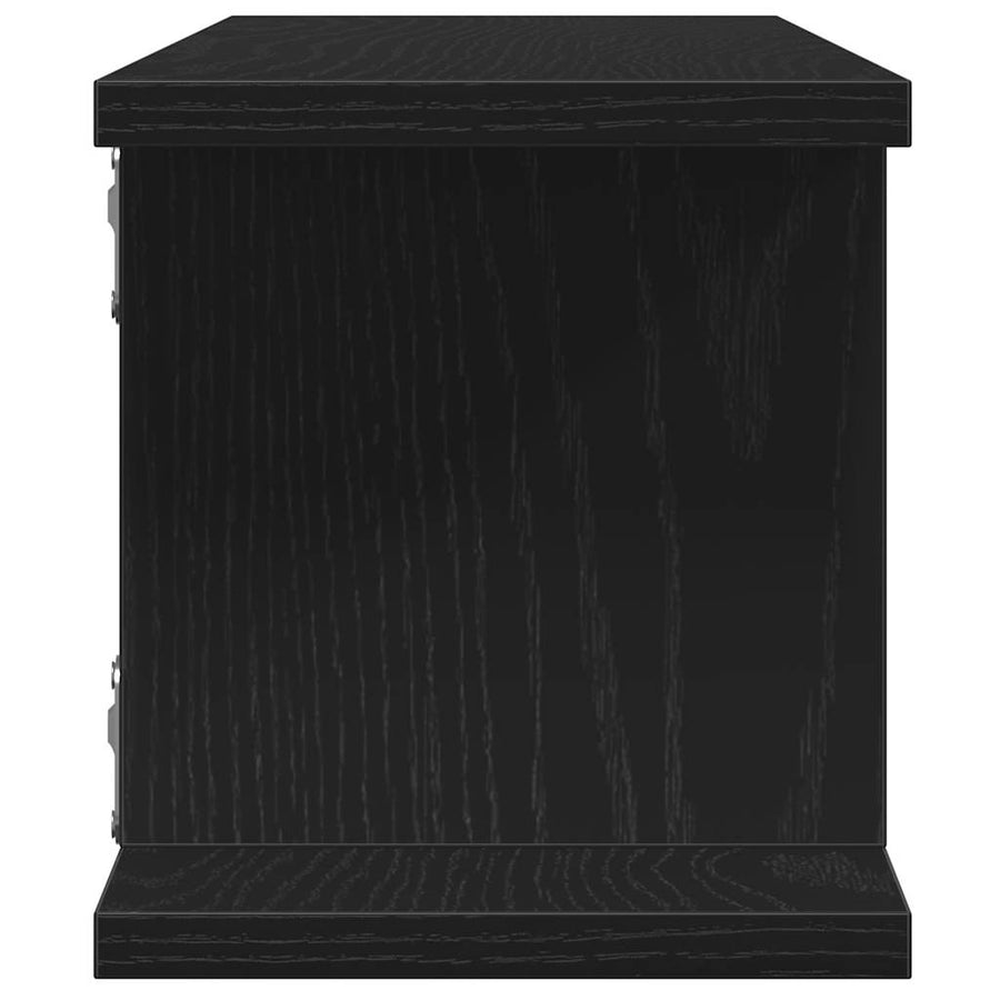 Wandplanken 2 st 75x18x20 cm spaanplaat zwart eikenkleurig