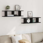 Wall shelves 2 pcs 75x18x20 cm particle board black oak look