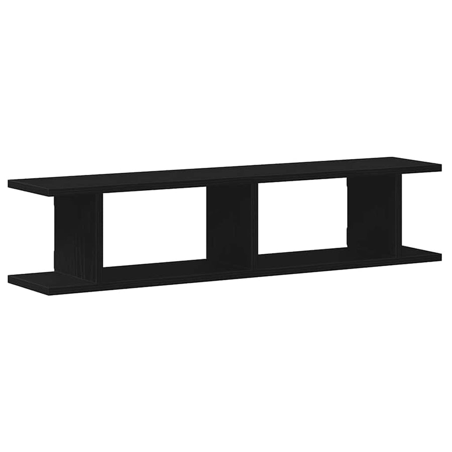 Wandplanken 2 st 90x18x20 cm spaanplaat zwart eikenkleurig