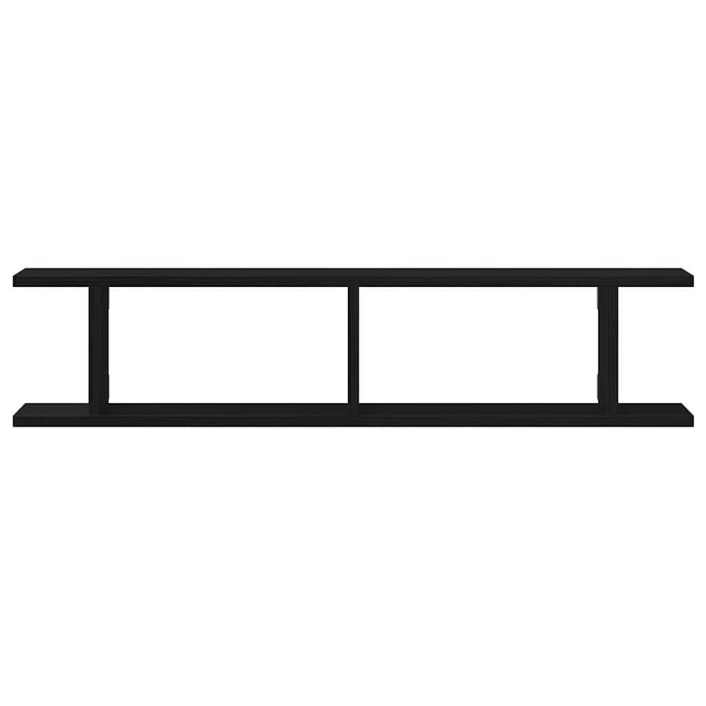 Wandplanken 2 st 90x18x20 cm spaanplaat zwart eikenkleurig