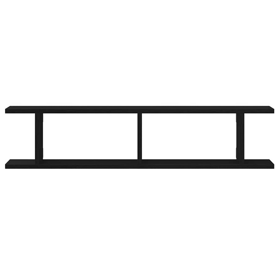 Wandplanken 2 st 90x18x20 cm spaanplaat zwart eikenkleurig