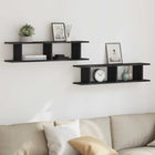 Wall shelves 2 pcs 90x18x20 cm chipboard black oak-colored