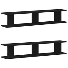 Wandplanken 2 st 105x18x20 cm spaanplaat zwart eikenkleurig