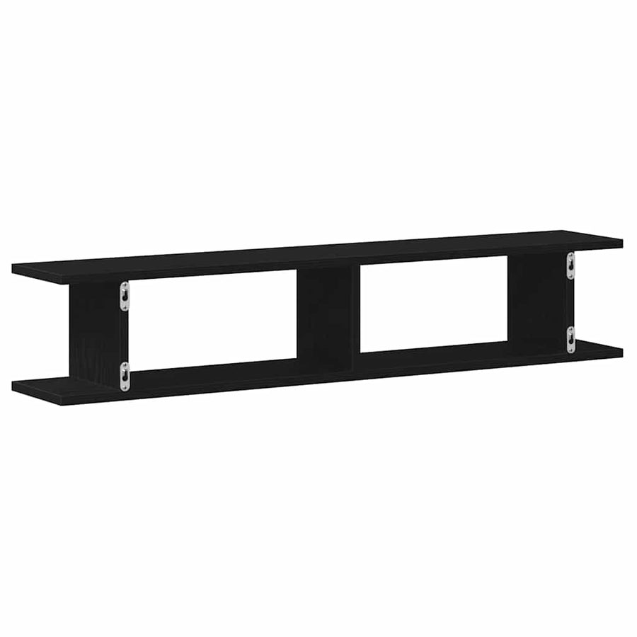 Wandplanken 2 st 105x18x20 cm spaanplaat zwart eikenkleurig