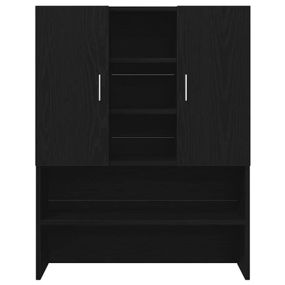 Wasmachinekast 70,5x25,5x90 cm zwart eikenkleurig