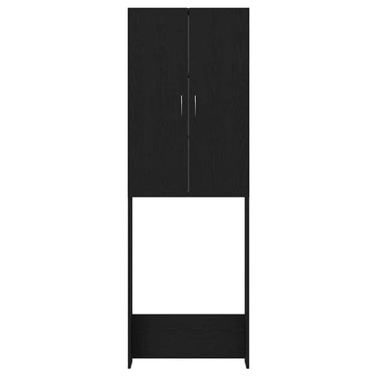 Wasmachinekast 64x25,5x190 cm zwart eikenkleur