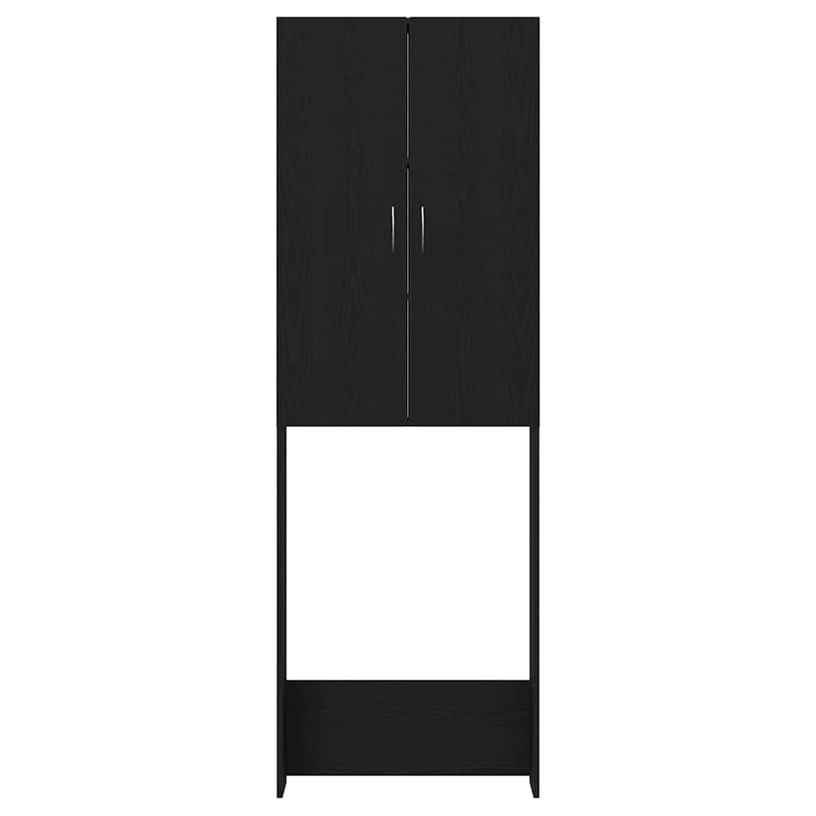 Wasmachinekast 64x25,5x190 cm zwart eikenkleur